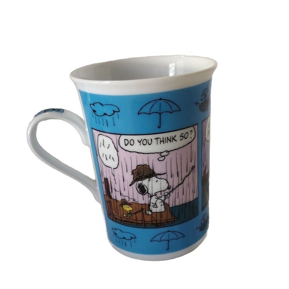 Peanuts Calendar April Showers Mug Cup Danbury Mint Snoopy & Woodstock EUC